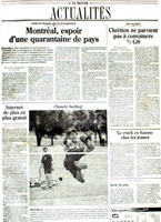 Click on the picture to read the article Emmanuel Bouchard in Le Devoir, Montreal, July 2, 2000
